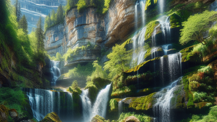 Versteckte Wasserfälle in den Bergen